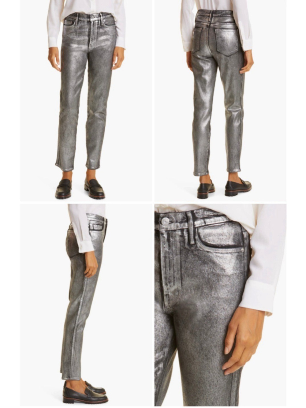 FRAME Le Sylvie High Waist Straight Leg Jeans Chrome Noir